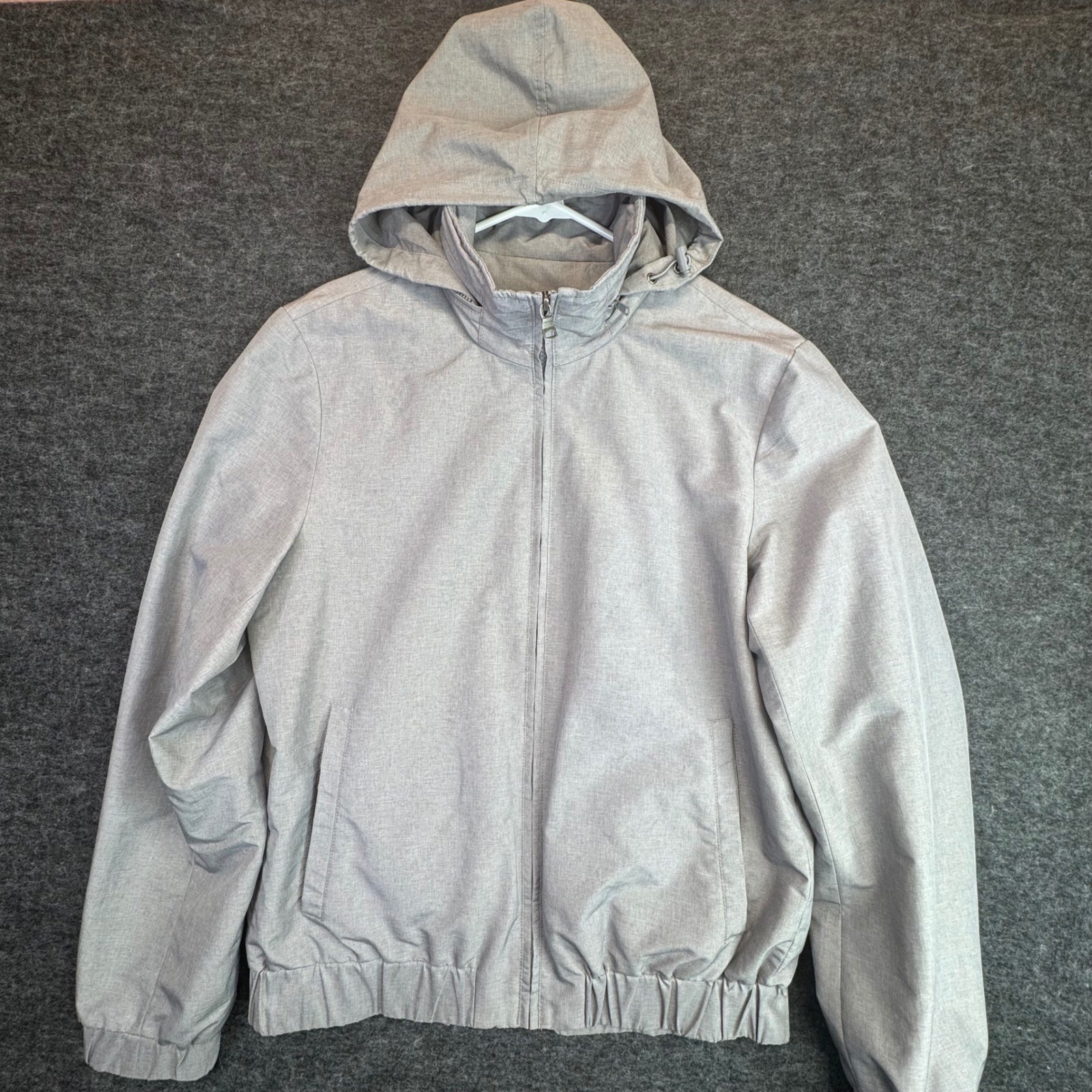 Banana Republic Jacket Mens Small Gray TXT Nylon Zip Stowaway Hood