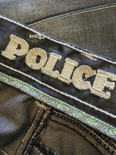 Pantalones de mezclilla de motociclista 883 Police raros doble cintura japoneses W34 L32 nuevos sin etiquetas grises carga - Imagen 10 de 12