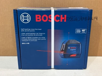 Bosch !! Self Leveling Cross-line Laser GCL 2-55 New !! 40' Range Red Plumb Pts - Image 1 of 4