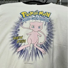 Pokemon Tee 1999 Mew Men and Women Two Side Classic Shirt Reprint Fans Gift Size