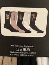 Ed Hardy 5 Pairs Of Men Socks Squatting Tiger Eagle NWT