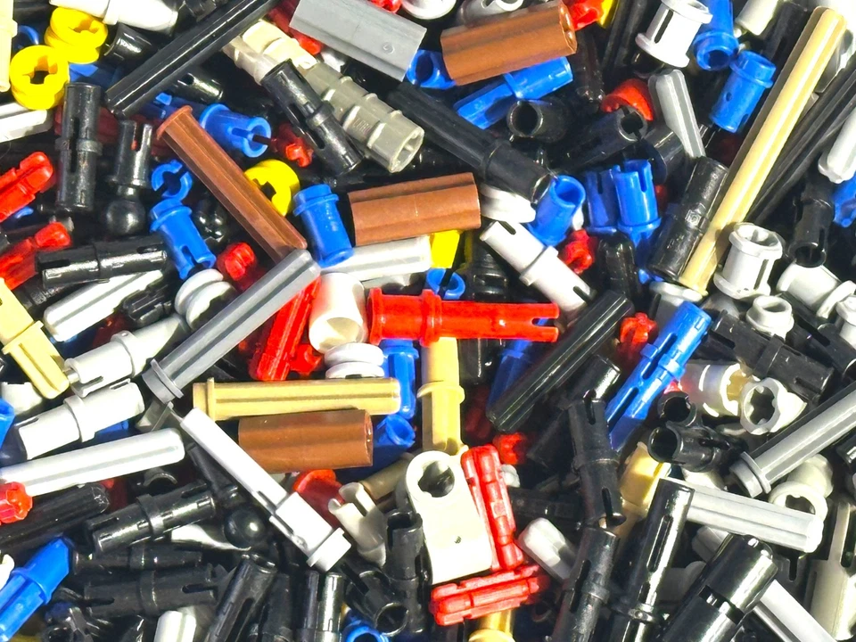 Lego Lot of 220 Technic Pins Connectors Rods Axles Blue Red Black Gray Plus More - Image 3 of 4