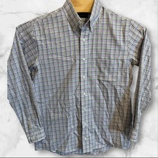 Allen Edmonds Mens Wrinkle Free Single Needle Button Down Shirt Medium Plaid