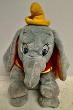 Disney Store Dumbo Plush Stuffed Animal Gray, Yellow Hat, Red Collar Small 13"