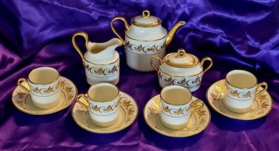 Vintage Richard Ginori Italy ''Aosta'' Gold Scroll Demitasse Expresso/Tea Service