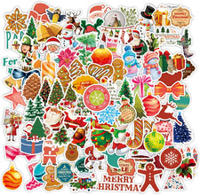 100PCS Christmas Theme Stickers, Vinyl Waterproof Holiday Stickers for Kids