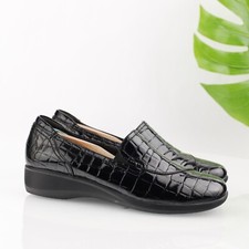 Clarks Womens Gael Feline Loafer Size 8 M Black Croc Patent Ballet Flat Shoe