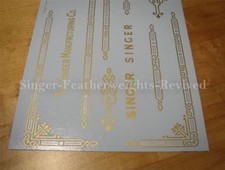 SINGER PESO PLUMA ORO CON INCRUSTACIÓN PLATEADA **PRE RECORTADO** CALCOMANÍAS/SERIGRAFIADAS