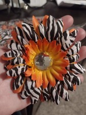 12 Zebra Orange Black White New Craft Flowers Hair Accessory Resale