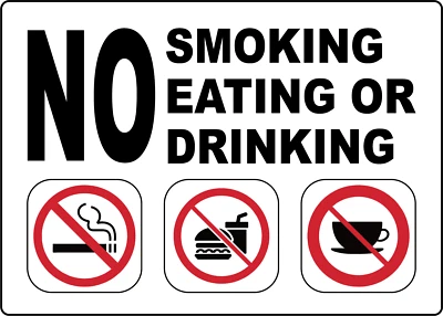 LEETPRINTS NO SMOKING EATING OR DRINKING | Adhesive Vinyl Sign Decal