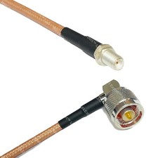 RG142 Silver SMA FEMALE to N MALE ANGLE Coax RF Cable USA Lot