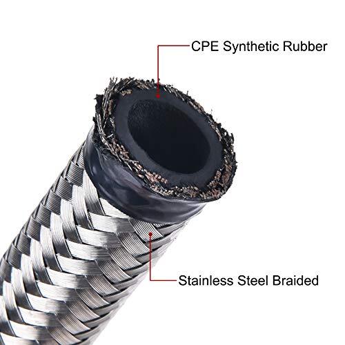 6AN 10 Ft Fuel Line Hose Stainless Steel Nylon Braided Oil Gas Fuel Line Hose 11/32 Inch Inside Diameter Suitable For Fuel Systems Engines Tube Hose - Black