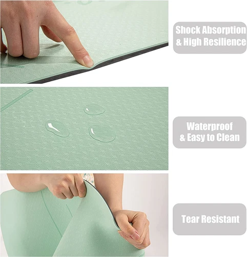HERUI Yoga Mat Alignment Lines Anti-Slip Exercise Mat with Carrying Bag Fitness  - Picture 5 of 10