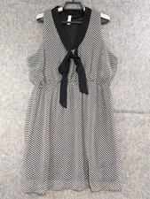 Xhilaration Dress Women Extra Large Black White Chiffon Knit Lined Elastic Waist