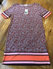 NWT New Michael Kors Pink Peach and Burgundy Shift Dress Women's Large