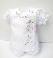 NWT Will'beth White Pink Grn Baby Girls Lace Side Button Diaper Set Preemie 00