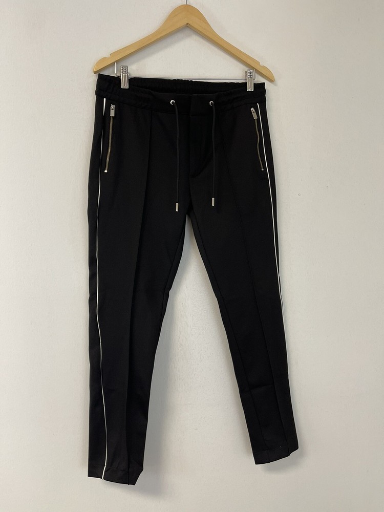 River Island Black Super Skinny Sweatpants for Men with Side Zip Trim Size 34x29 N202