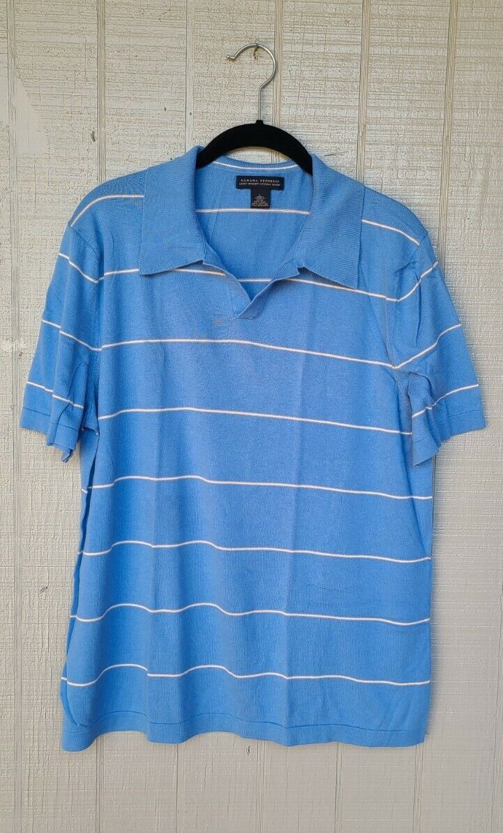 banana republic Mens Lightweight Recommended Luxury Blend Blue Stripe Shirt large Ultra-Cheap Deals Polo
