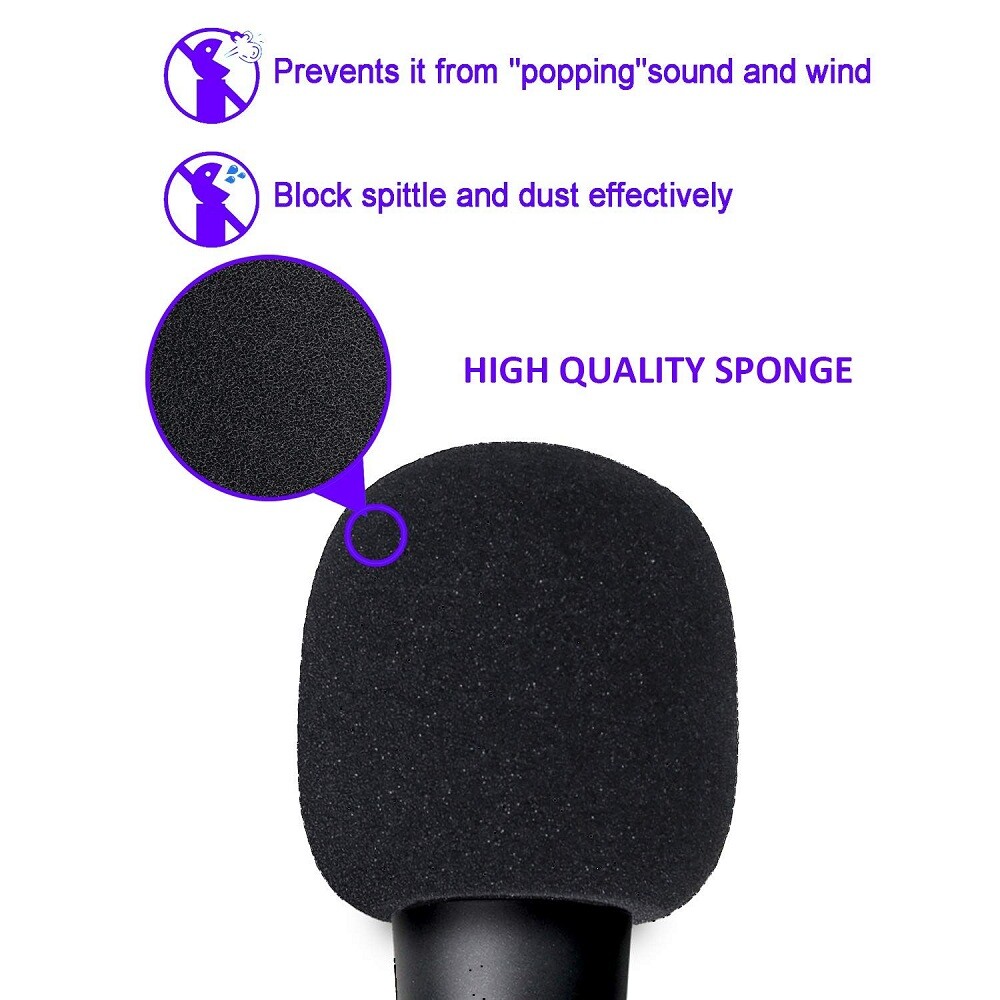 Microphone Wind Sock Foam Cover Black 50mm Shure Yoga Replacement Mic
