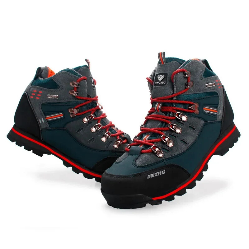 Genuine Leather Men's Hiking Shoes Men High-top Waterproof Mountain Sneakers New