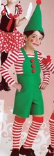 New Felt Elf Costume Size XSC w/ SOCKS  Hat Green Felt peppermint stripe top