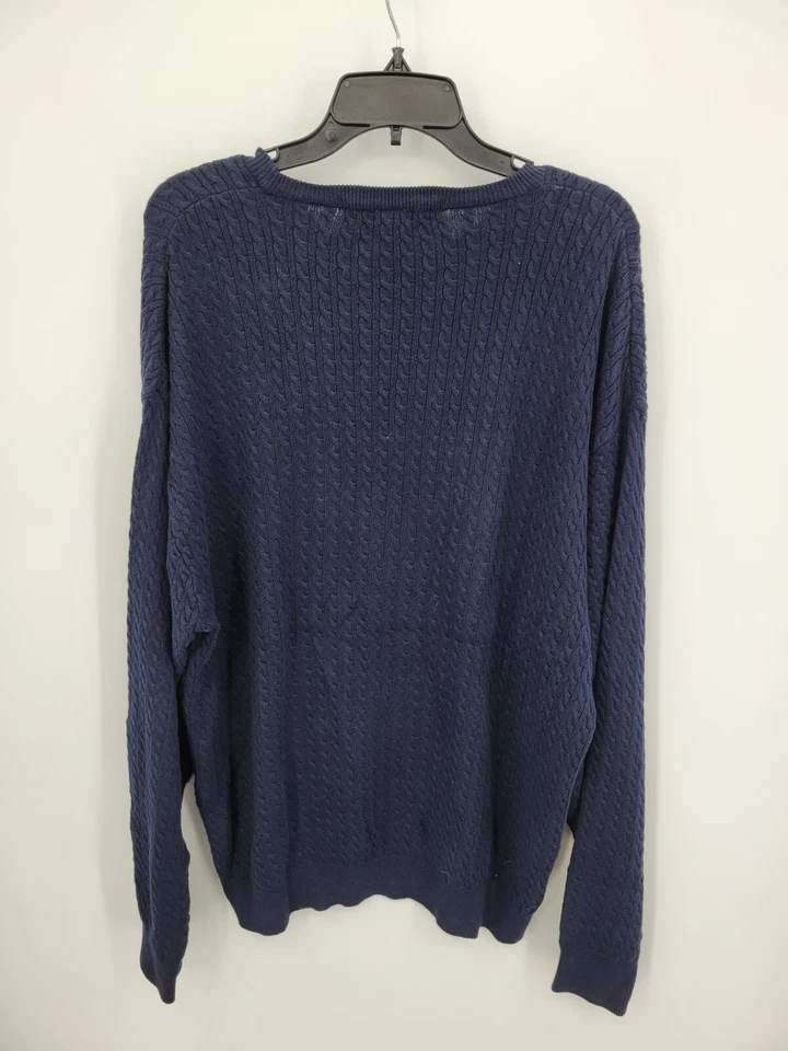 Suéter Cotton Traders para Hombres Grande Azul Tejido con Cable Cuello Redondo Pullover 100% Algodón Foto 2 de 4