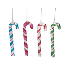 Set/4 Transpac Candy Cane Land Christmas Tree Ornaments Retro Vntg Style Decor