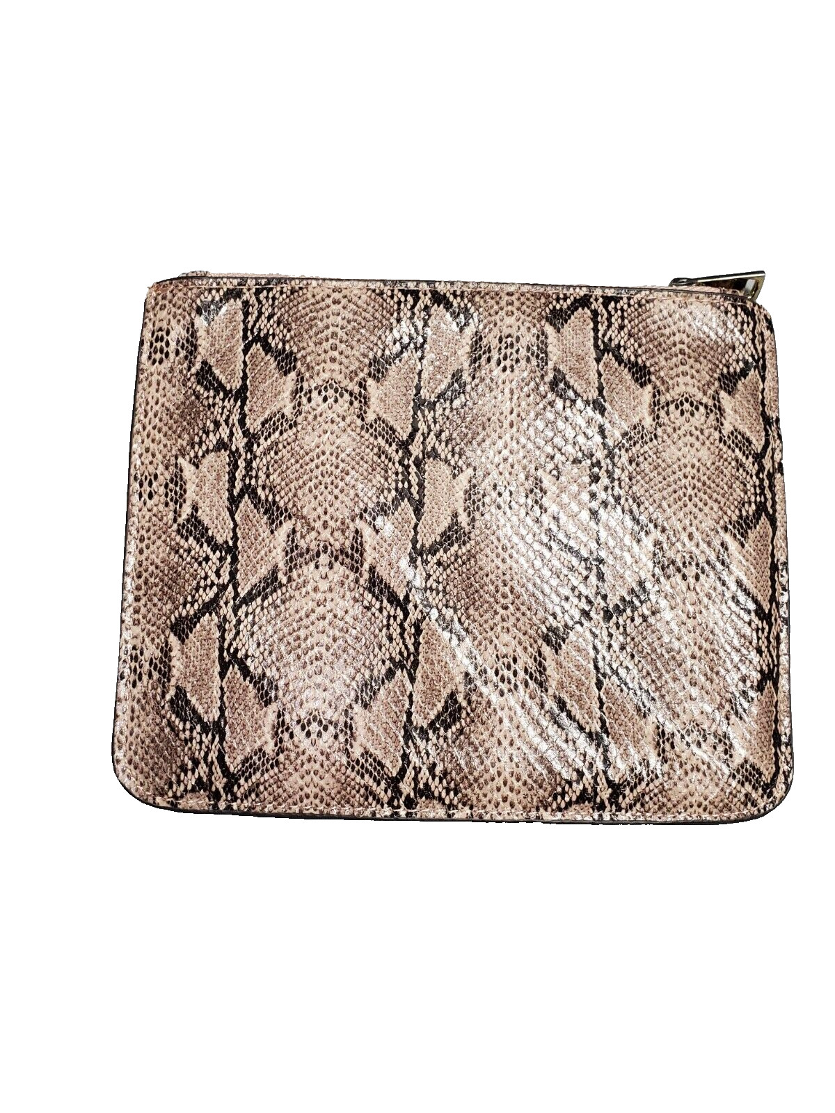 Bag Pink Brown Snake Print Zipper Pouch Single Compartment
