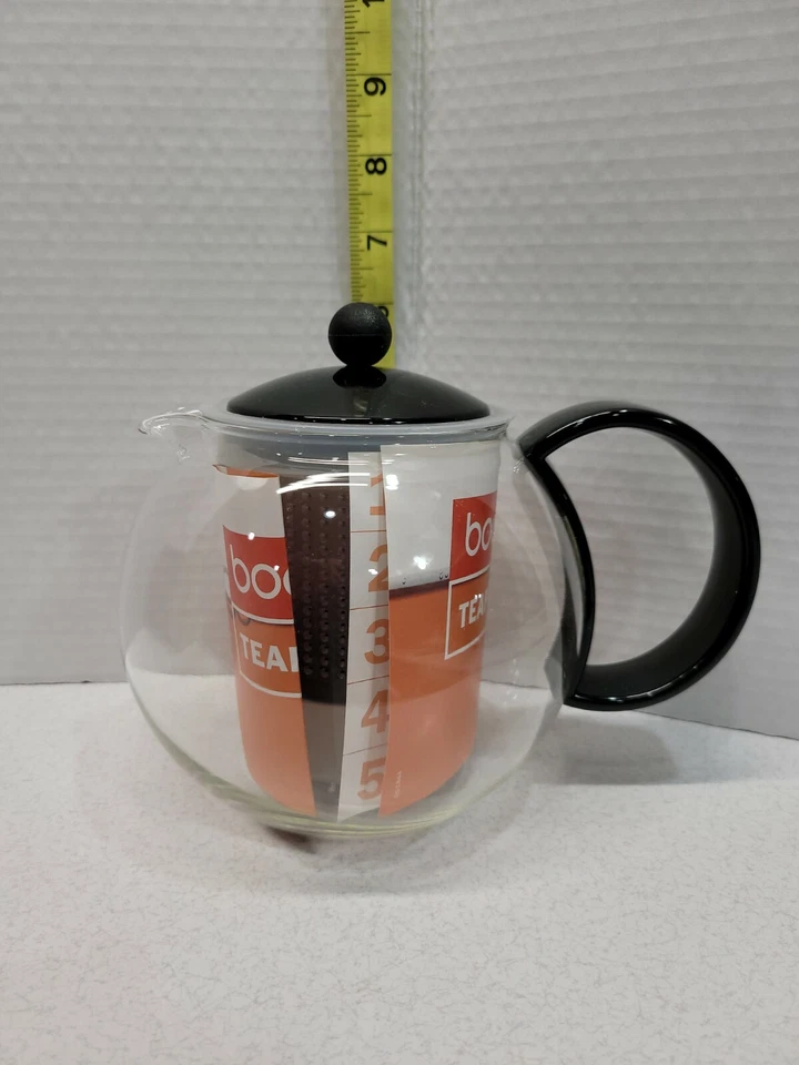 Bodum Assam Teapot Teapress Glass 6" Tall Black Lid New in Box  - Image 4 of 4