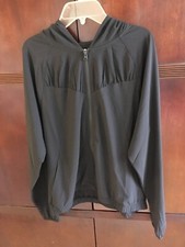 Women's Zella Hoodie Ribbed Ruched Zip up Jacket, Size Medium, Black, NWOT