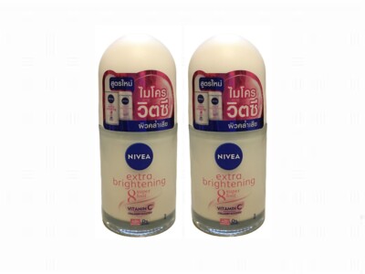 2x 25ml Nivea Extra Brightening Underarm Roll-on Deodorant Antiperspirant 48hr.