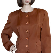 LUXURIOUS DESIGNER WOMENS WOOL PANT SUIT SIZE 10