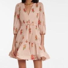 Zimmermann Postcard Floral Pleated Mini Dress in pink Women’s 2