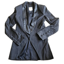 Mason Womens Sz 0 Black 100% Lambskin Contrast Blazer