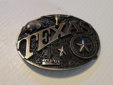 WESTERN THE STATE OF TEXAS Metal Belt Buckle BRASS LOOKING