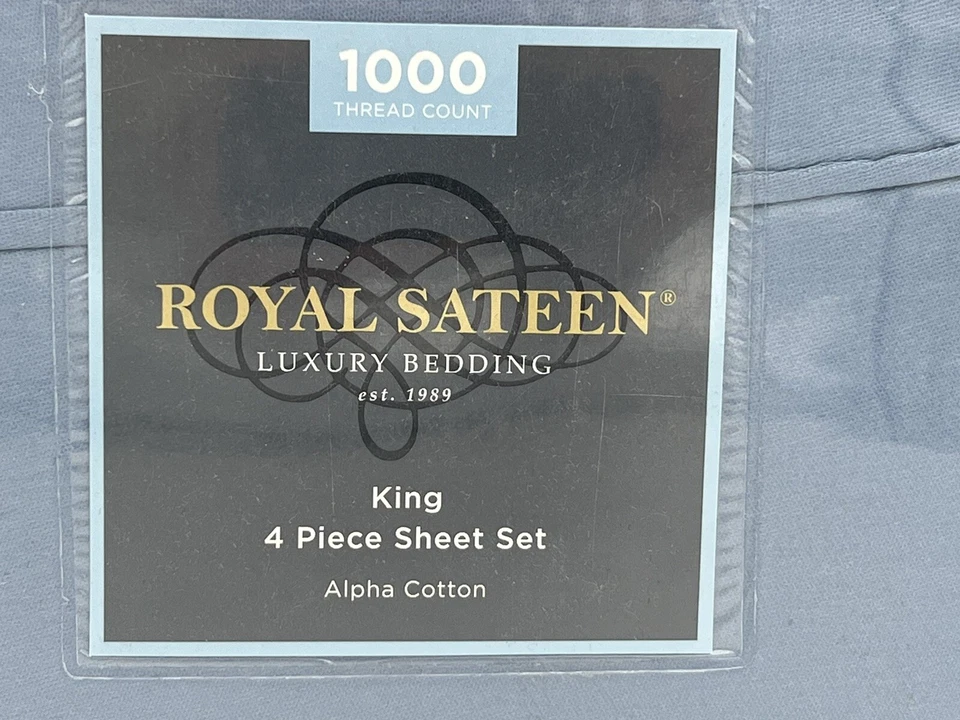 New Royal Sateen Luxury 4 Piece Sheet Set Alpha Cotton 1000 TC King MSRP $199.99 - Image 4 of 4