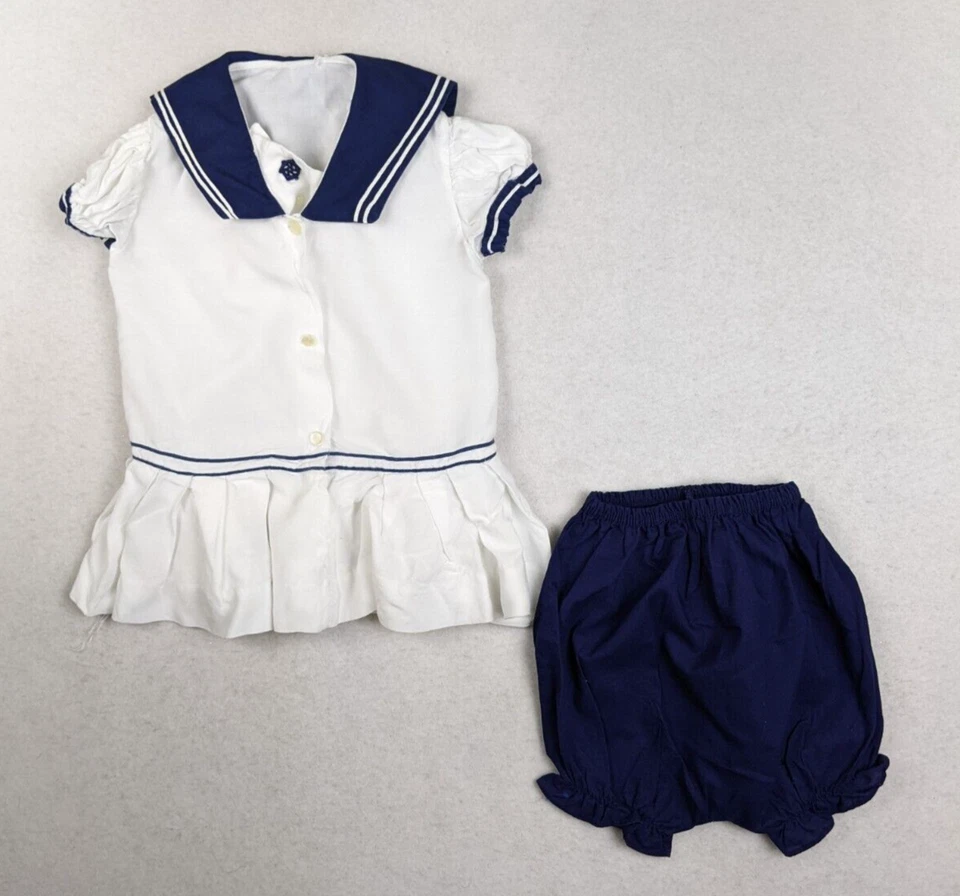 老式婴儿航海主题帆船服装连衣裙 - — 第 2/4 张图片