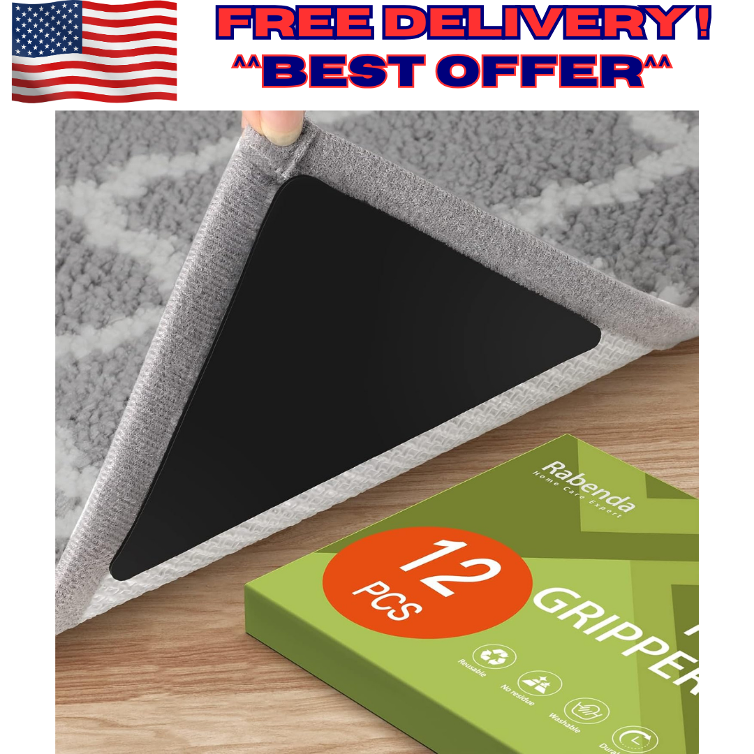 12-Piece Non-Slip Rug Tape Gripper for Hardwood & Tile Floors