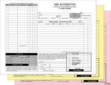 Automotive Repair -3 part NCR Auto Shop Work Order Quality Custom Print Invoice