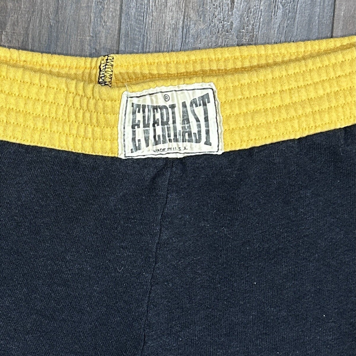 Vintage 80s Everlast Boxing Gym Sweat Pants Black / Yellow Made in
