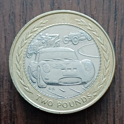 1998 ISLE OF MAN TWO POUND COIN - VINTAGE CAR RALLY. GOOD