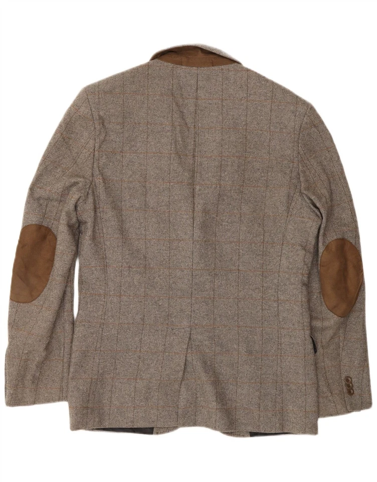 Jaqueta Blazer Masculina JACK & JONES 2 Botões IT 50 Grande Lã Xadrez Cinza IA13 - Imagem 2 de 3