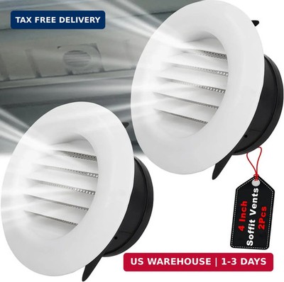 Wadoy 4 Inch Soffit Exhaust Vent Kit for Bathroom Exhaust Fan, Round Vent Cover