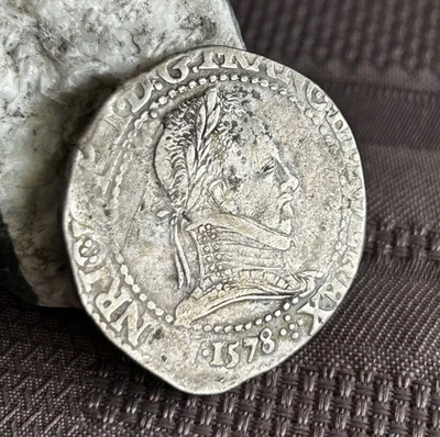 HENRI III Franc au col plat 1578 Lyon. - Photo 1/4