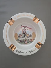 EL REY DEL MUNDO ROUND 4 CIGAR ASHTRAY WHITE W/ GOLD ACCENTS