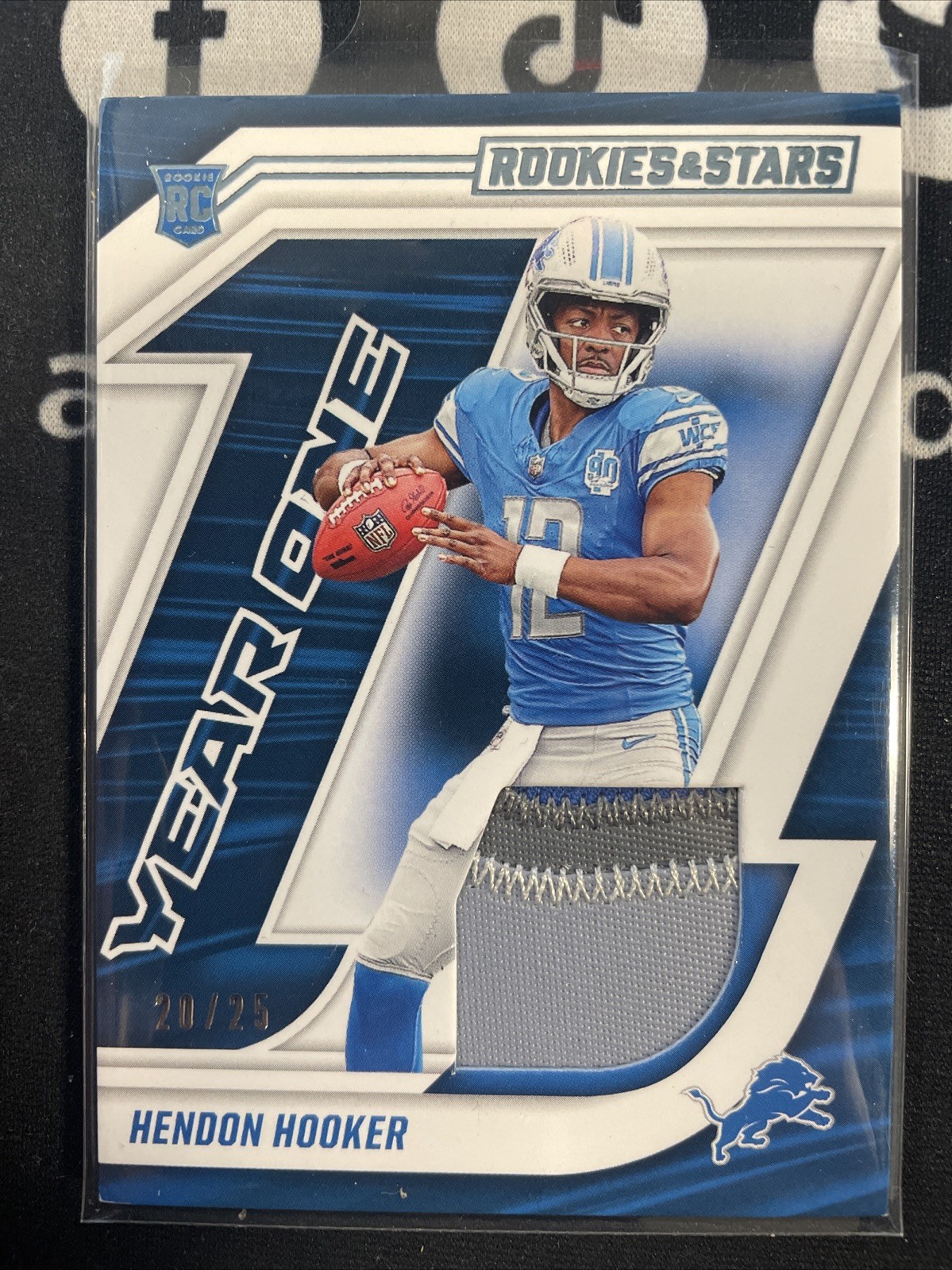 2023 Rookies & Stars HENDON HOOKER RC Relic /25 Year One Prime #YO-HH LIONS