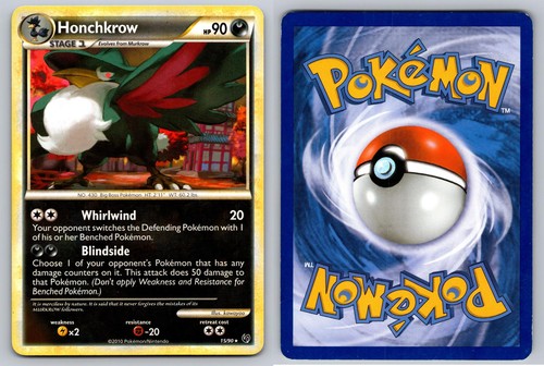 HONCHKROW 15/90 RARE HGSS UNDAUNTED POKEMON LP