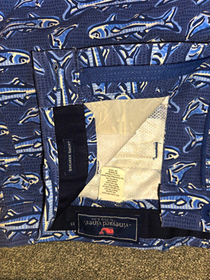 Vineyard Vines Breaker Short Men s Board Shorts Fish Pattern Blue/White 32
