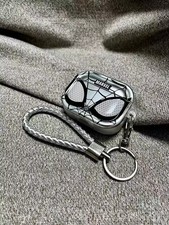 Silver Spiderman TPU Case for AirPods Pro/1/2/3/4   Shockproof Cover w/ Lanyar
