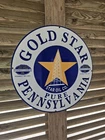 OLD VINTAGE GOLD STAR OIL CO. GASOLINE PORCELAIN GAS STATION METAL PUMP SIGN 24"